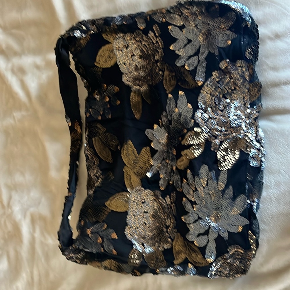Black, Gold, and Sliver Slouchy Muche et Muchette Handbag - Picture 4 of 5